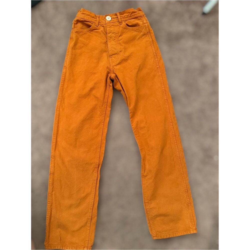 Jesse Kamm Sailor Pants Size 0 Orange 100% Cotton Canvas Button Fly Made in USA